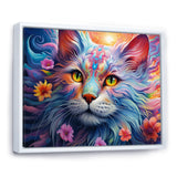 Portrait Of A Majestic Cat With Flowers - Cat Wall Decor