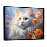 Portrait Of A Gracious Cat With Flowers - Cat Wall Art Prints