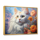 Portrait Of A Gracious Cat With Flowers - Cat Wall Art Prints
