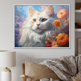 Portrait Of A Gracious Cat With Flowers - Cat Wall Art Prints