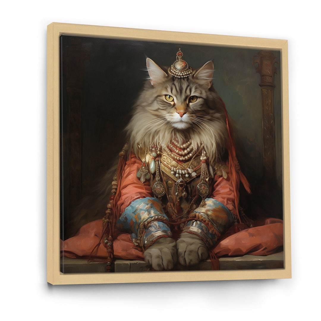Majestic Cat In Gracious Indian Attire - Orange Cat Wall Art