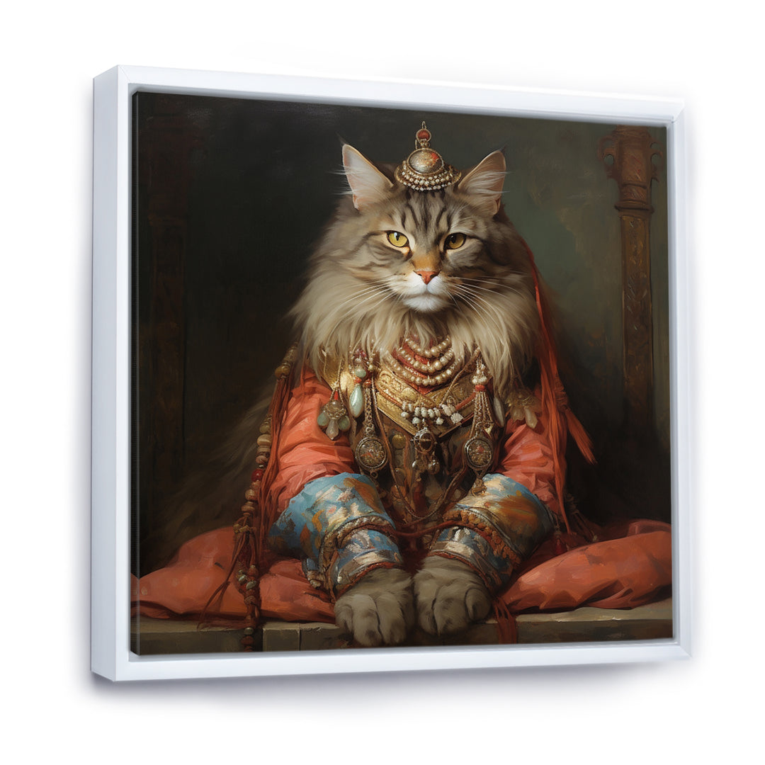 Majestic Cat In Gracious Indian Attire - Orange Cat Wall Art