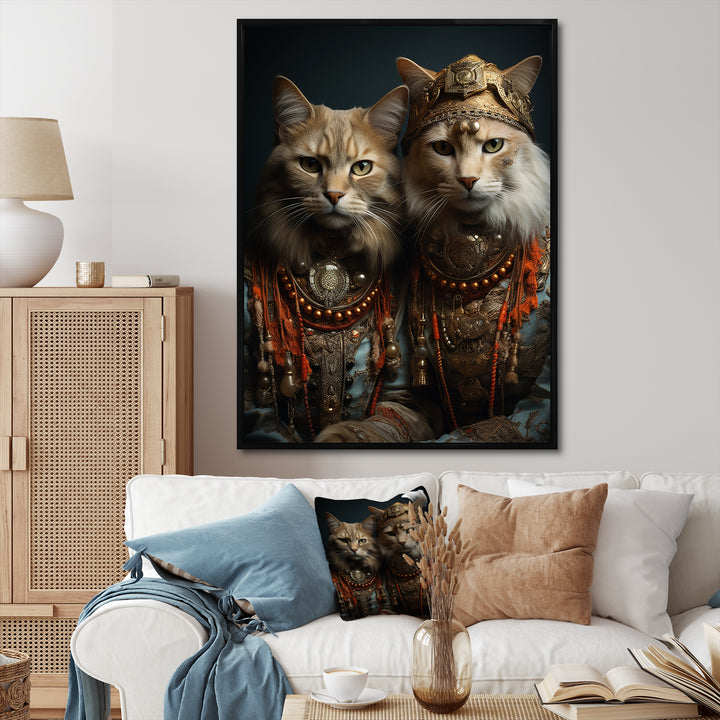 Gracious Cat In Retro Indian Attire - Cat Living Room Wall Art