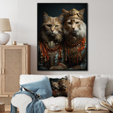 Gracious Cat In Retro Indian Attire - Cat Living Room Wall Art