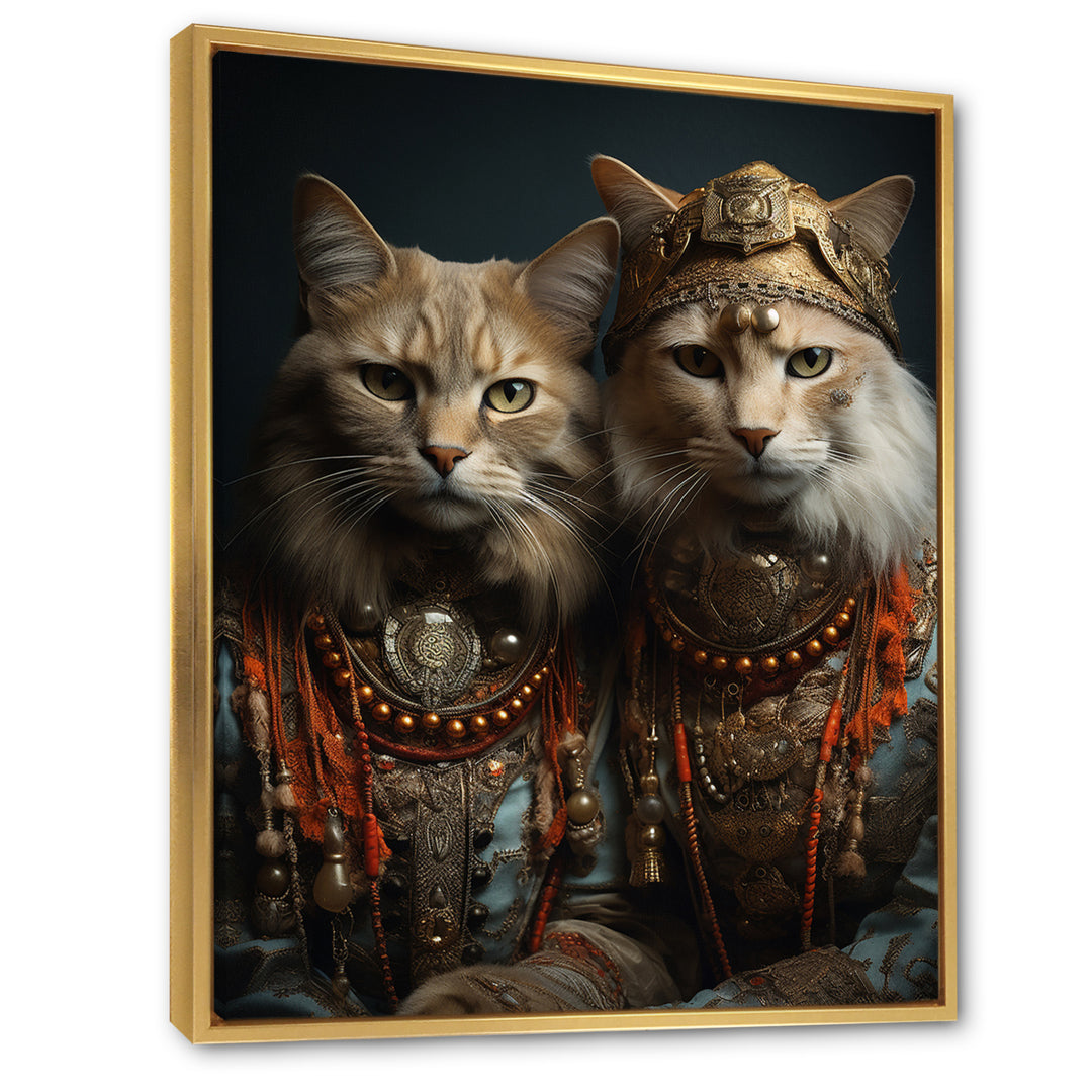 Gracious Cat In Retro Indian Attire - Cat Living Room Wall Art