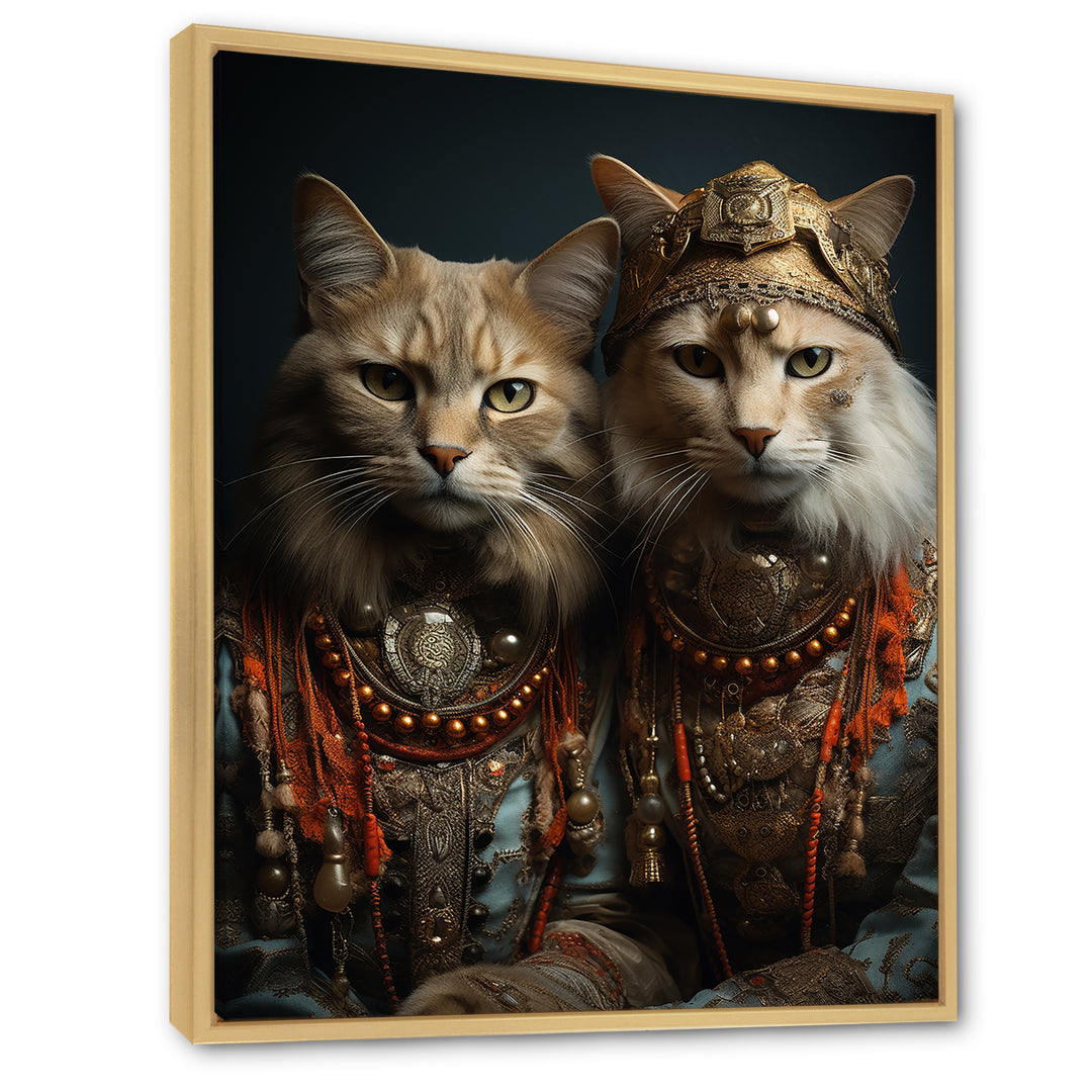 Gracious Cat In Retro Indian Attire - Cat Living Room Wall Art