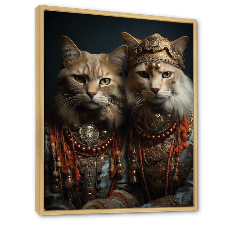 Gracious Cat In Retro Indian Attire - Cat Living Room Wall Art