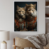 Gracious Cat In Retro Indian Attire - Cat Living Room Wall Art