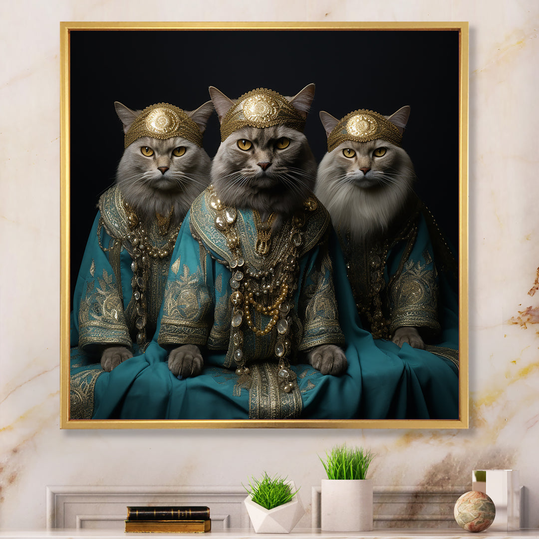 Turquoise Gracious Sultan Cats - Cat Canvas Wall Art