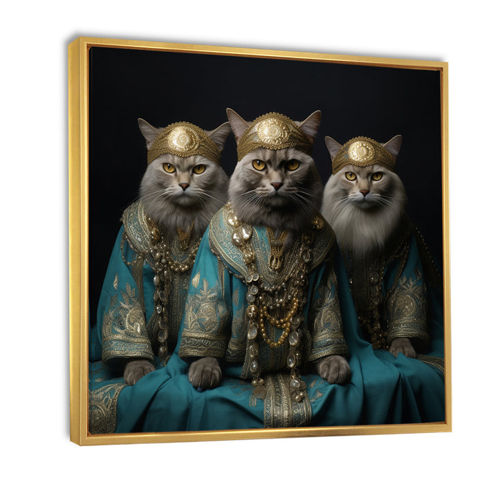 Turquoise Gracious Sultan Cats - Cat Canvas Wall Art