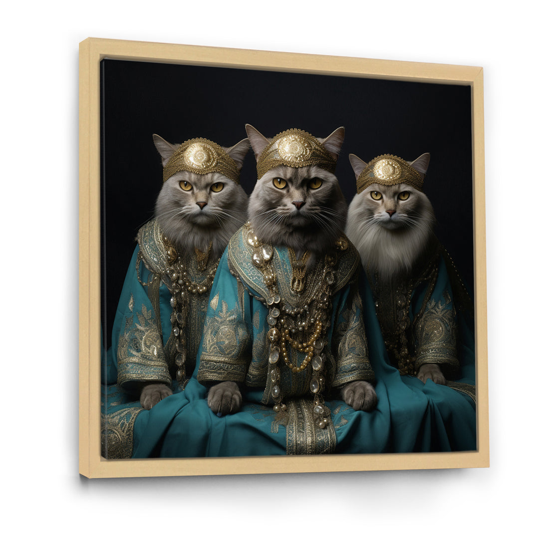 Turquoise Gracious Sultan Cats - Cat Canvas Wall Art