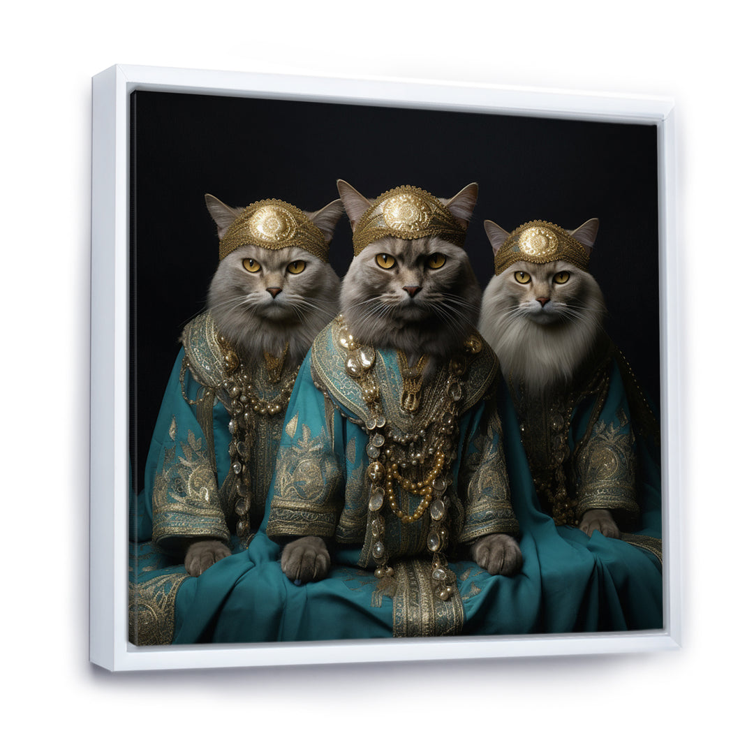 Turquoise Gracious Sultan Cats - Cat Canvas Wall Art