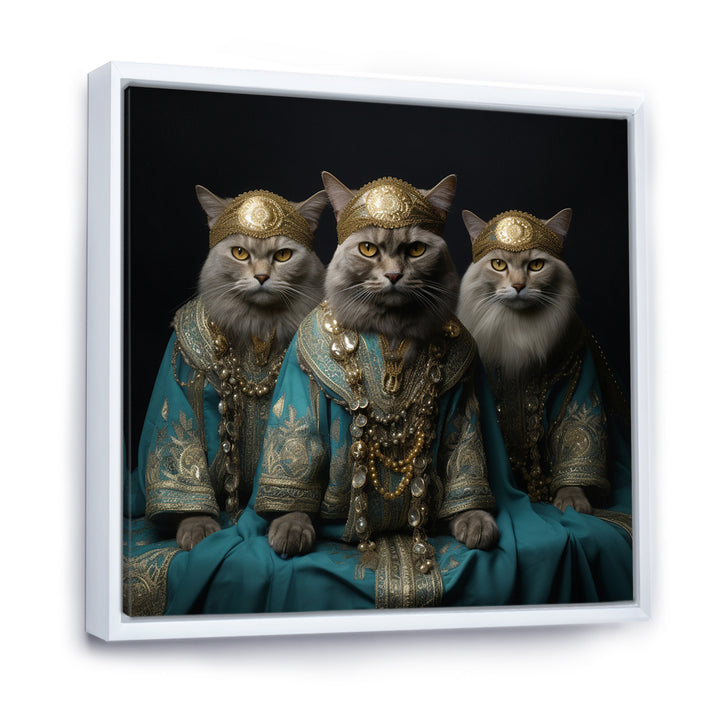 Turquoise Gracious Sultan Cats - Cat Canvas Wall Art