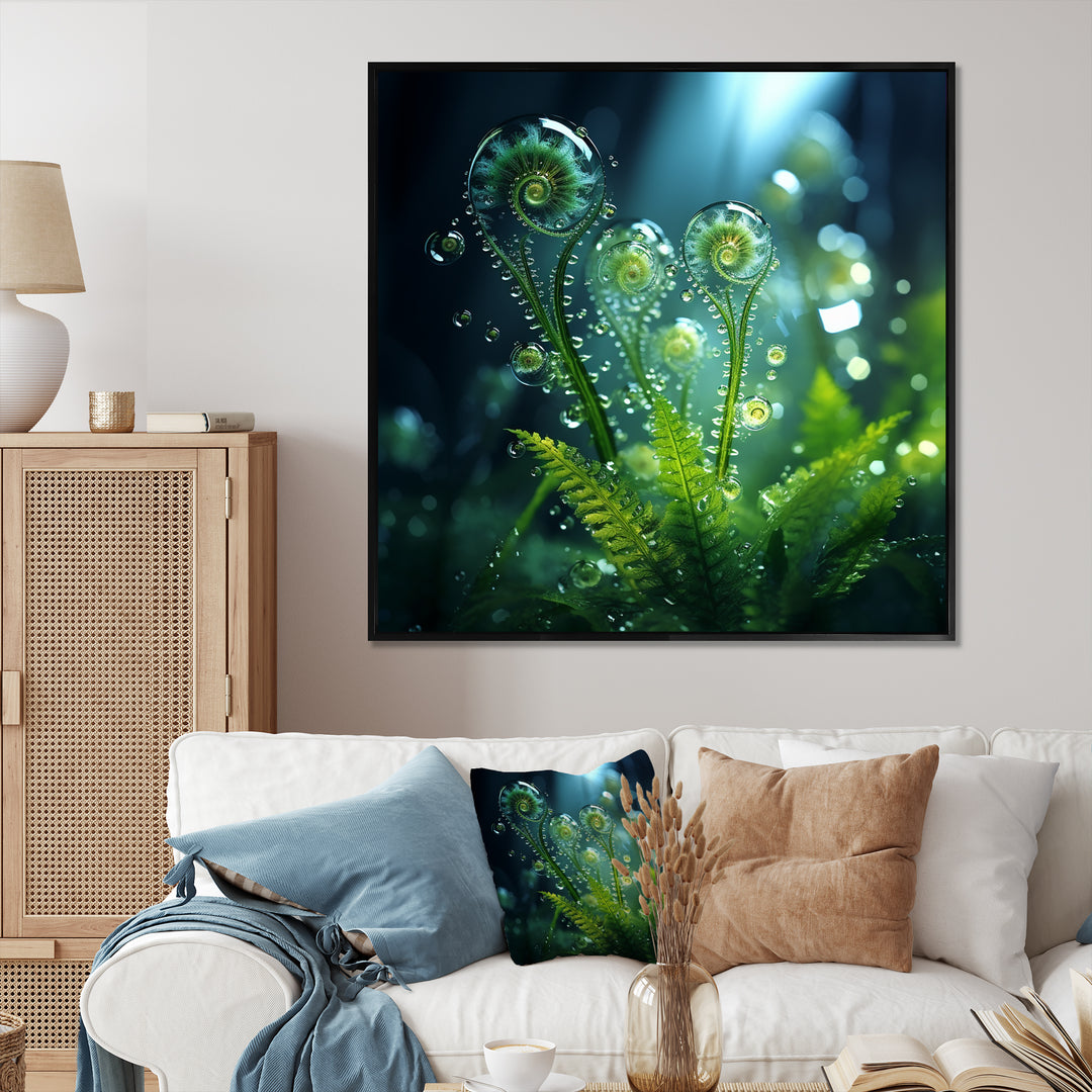 Magical Fern Light Of Morning Dawn - White Cat Wall Art