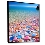 Turquoise Pink Pebbles On Paradise Ocean Beach - Red Cat Wall Art