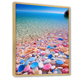 Turquoise Pink Pebbles On Paradise Ocean Beach - Red Cat Wall Art