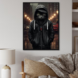 Cool Cat In Black Hoody Street Cred - Cat Framed Canvas Art