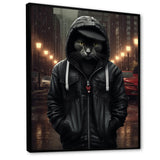 Cool Cat In Black Hoody Street Cred - Cat Framed Canvas Art