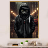 Cool Cat In Black Hoody Street Cred - Cat Framed Canvas Art