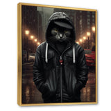 Cool Cat In Black Hoody Street Cred - Cat Framed Canvas Art