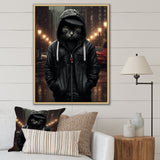 Cool Cat In Black Hoody Street Cred - Cat Framed Canvas Art