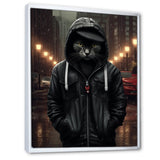 Cool Cat In Black Hoody Street Cred - Cat Framed Canvas Art