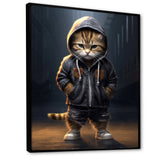Cool Kitten Hoody Street Cred - Cat Large Canvas Wall Art