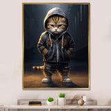 Cool Kitten Hoody Street Cred - Cat Large Canvas Wall Art