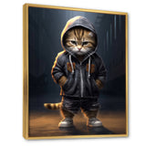 Cool Kitten Hoody Street Cred - Cat Large Canvas Wall Art