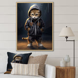 Cool Kitten Hoody Street Cred - Cat Large Canvas Wall Art