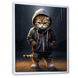 Cool Kitten Hoody Street Cred - Cat Large Canvas Wall Art