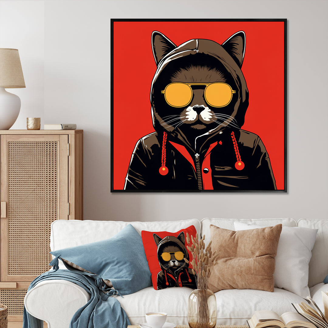 Cool Cat With Sunglasses - Cat Living Room Wall Art