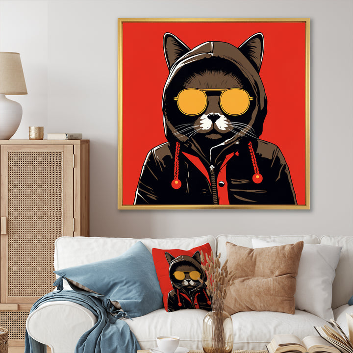 Cool Cat With Sunglasses - Cat Living Room Wall Art
