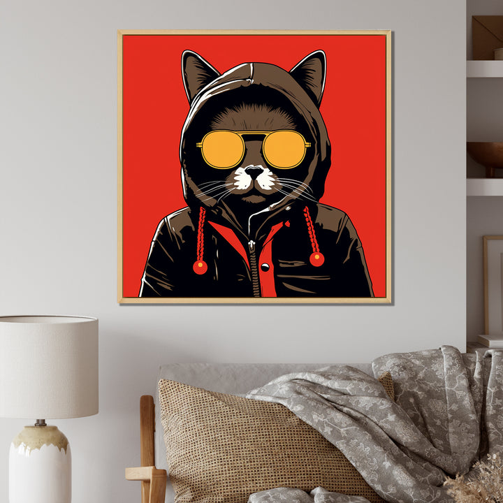 Cool Cat With Sunglasses - Cat Living Room Wall Art
