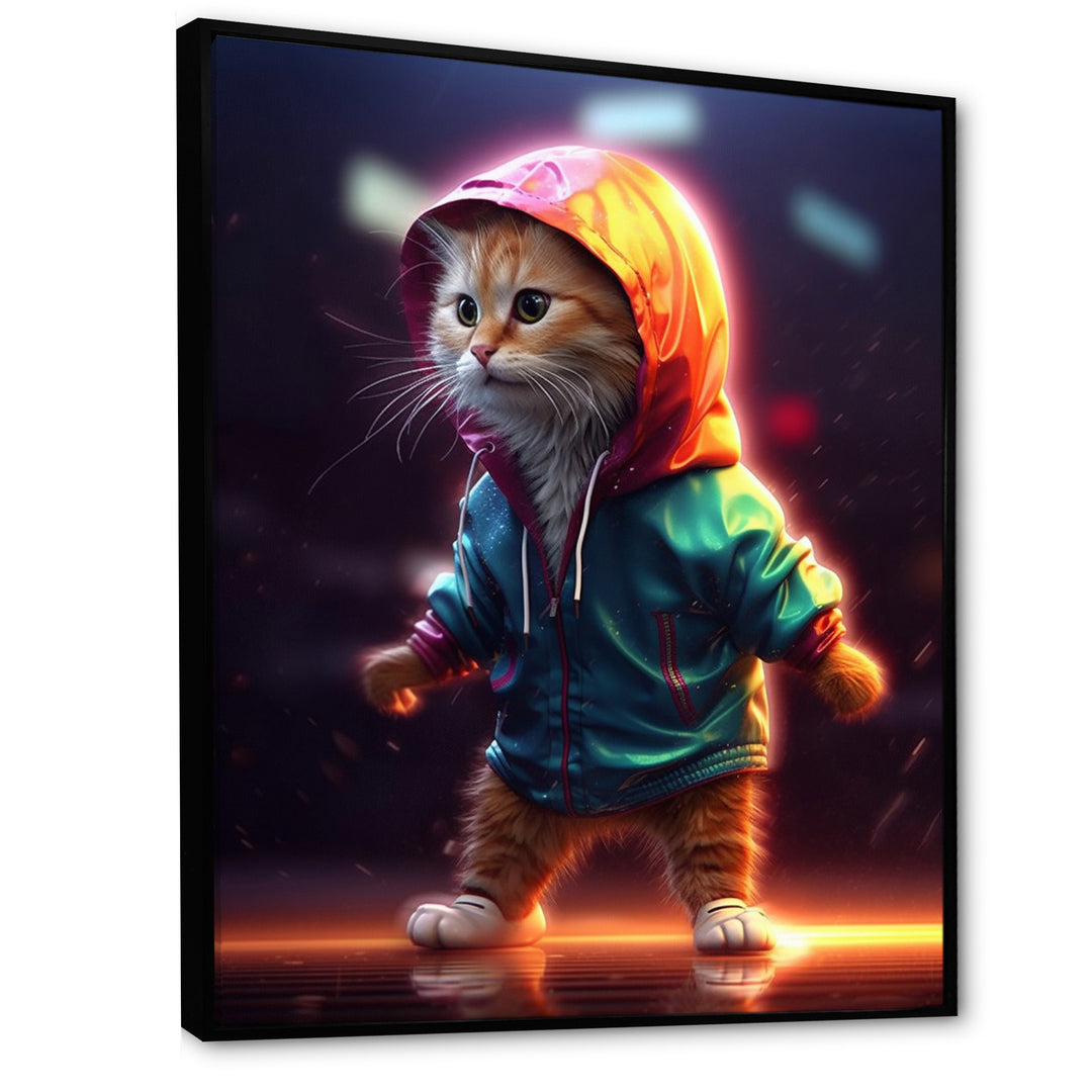 Cute Kitten With Hoody At Sunrise - Cat Bedroom Wall Art