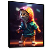Cute Kitten With Hoody At Sunrise - Cat Bedroom Wall Art