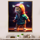 Cute Kitten With Hoody At Sunrise - Cat Bedroom Wall Art