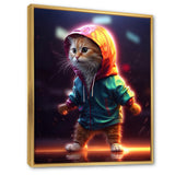 Cute Kitten With Hoody At Sunrise - Cat Bedroom Wall Art