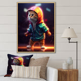 Cute Kitten With Hoody At Sunrise - Cat Bedroom Wall Art