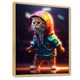 Cute Kitten With Hoody At Sunrise - Cat Bedroom Wall Art