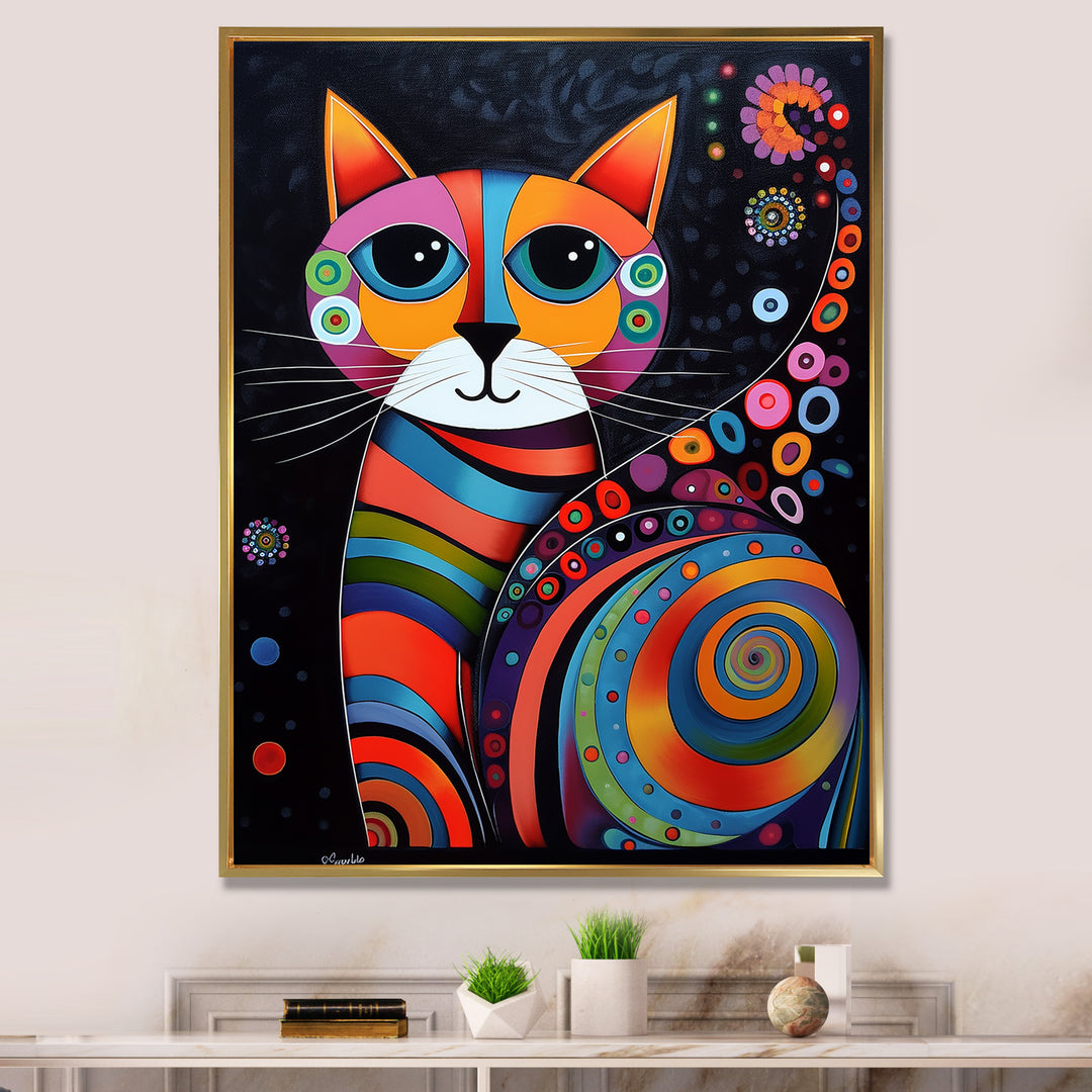 Colorful Portrait Of Cute Cat - Cat Canvas Wall Art