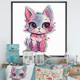 Pink Cute Kitten Cat Illustration - Cat Wall Decor
