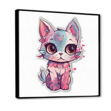 Pink Cute Kitten Cat Illustration - Cat Wall Decor