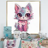 Pink Cute Kitten Cat Illustration - Cat Wall Decor