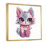 Pink Cute Kitten Cat Illustration - Cat Wall Decor