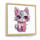 Pink Cute Kitten Cat Illustration - Cat Wall Decor