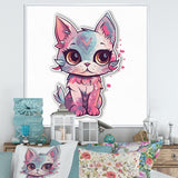Pink Cute Kitten Cat Illustration - Cat Wall Decor