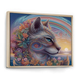 Magical Rainbow Cat With Flowers - Cat Wall Decor