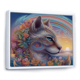 Magical Rainbow Cat With Flowers - Cat Wall Decor