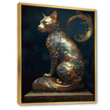 Glam Statue Of Teal And Gold Majestic Cat - Cat Wall Art Prints